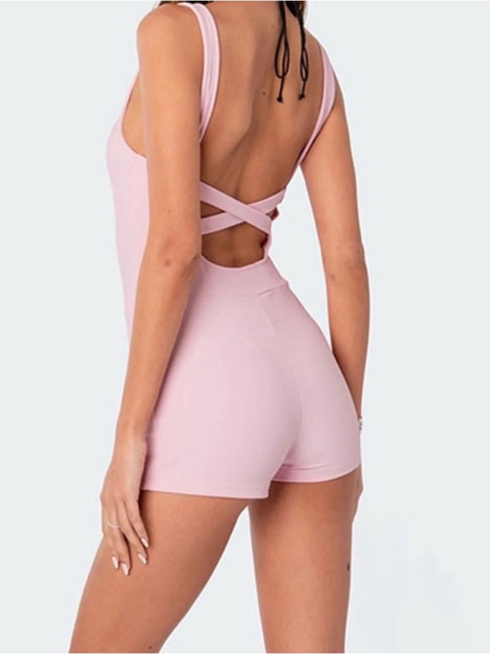 Edikted - Blue Women's Ribbed Tank Romper - Picture 7 of 7